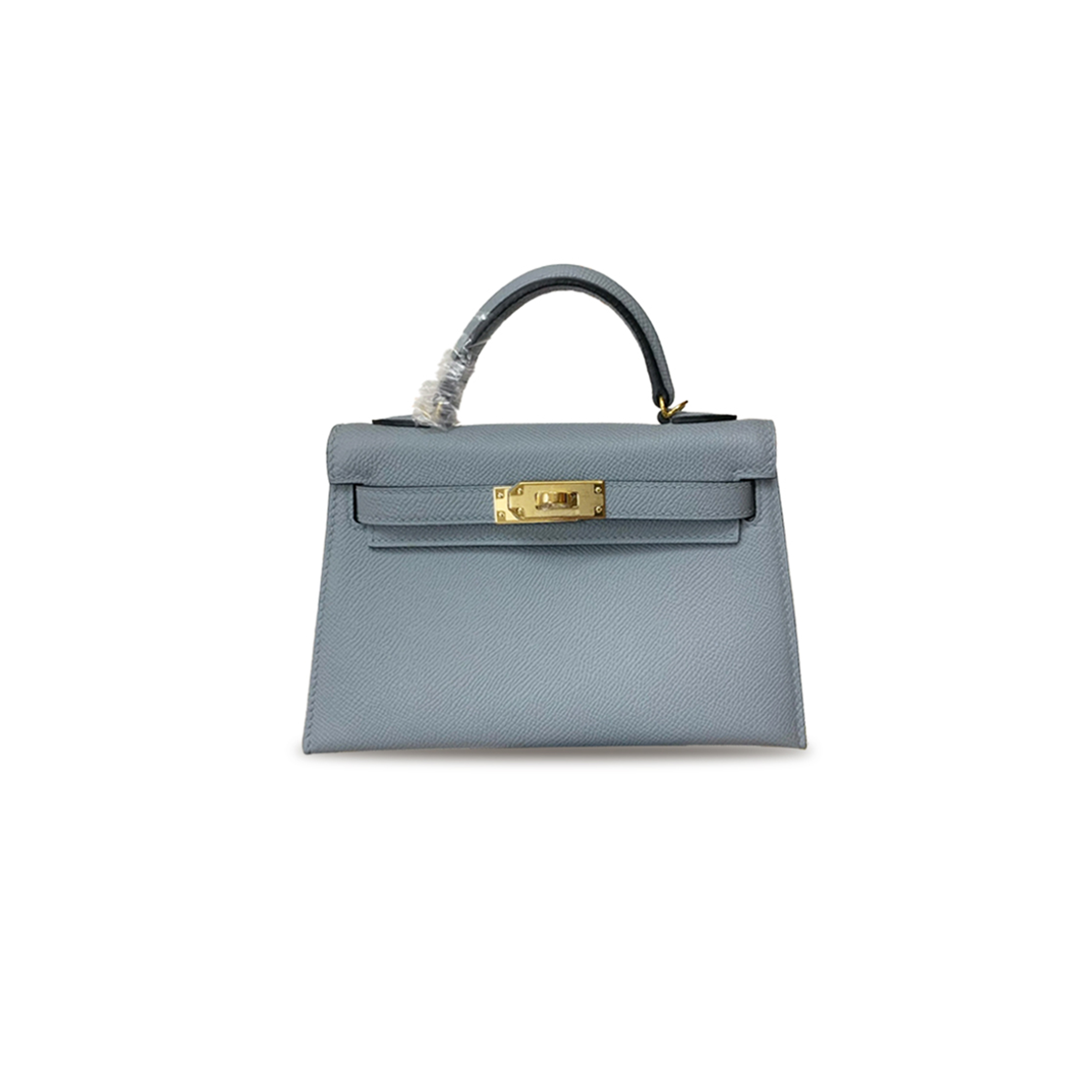 HERMÈS MASTER MINI KELLY II EPSOM LINEN BLUE GOLD BUCKLE (19*12*5.5cm)